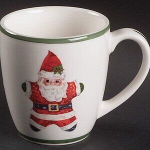 Christopher Radko Coffee Cup Mug Santa Star Traditions Holiday Celebrations 4”